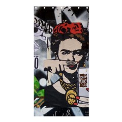 Frida Kahlo Brick Wall Graffiti Urban Art With Grunge Eye And Frog  Shower Curtain 36  X 72  (stall)  by snek