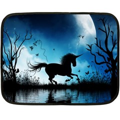 Wonderful Unicorn Silhouette In The Night Fleece Blanket (mini) by FantasyWorld7