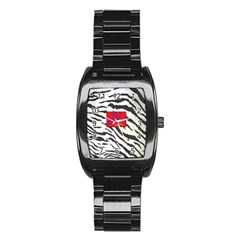Striped By Traci K Stainless Steel Barrel Watch