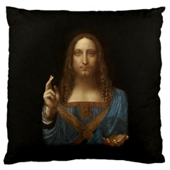 Salvator Mundi Leonardo Davindi 1500 Jesus Christ Savior Of The World Original Paint Most Expensive In The World Large Flano Cushion Case (two Sides) by snek