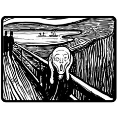 The Scream Edvard Munch 1893 Original Lithography Black And White Engraving Double Sided Fleece Blanket (large)  by snek