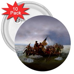 George Washington Crossing Of The Delaware River Continental Army 1776 American Revolutionary War Original Painting 3  Buttons (10 Pack)  by snek