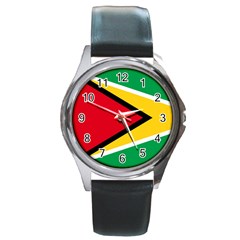 Flag Of Guyana Round Metal Watch by trulycreative