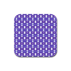 Purple  White  Abstract Pattern Rubber Square Coaster (4 Pack)  by BrightVibesDesign