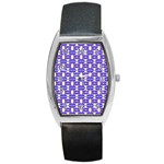 Purple  White  Abstract Pattern Barrel Style Metal Watch