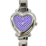 Purple  White  Abstract Pattern Heart Italian Charm Watch