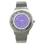 Purple  White  Abstract Pattern Stainless Steel Watch