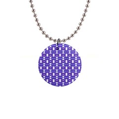 Purple  White  Abstract Pattern 1  Button Necklace by BrightVibesDesign