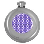 Purple  White  Abstract Pattern Round Hip Flask (5 oz)