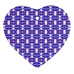 Purple  White  Abstract Pattern Heart Ornament (Two Sides)