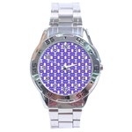 Purple  White  Abstract Pattern Stainless Steel Analogue Watch