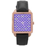 Purple  White  Abstract Pattern Rose Gold Leather Watch 