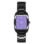 Purple  White  Abstract Pattern Stainless Steel Barrel Watch