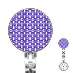 Purple  White  Abstract Pattern Stainless Steel Nurses Watch