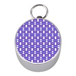 Purple  White  Abstract Pattern Mini Silver Compasses