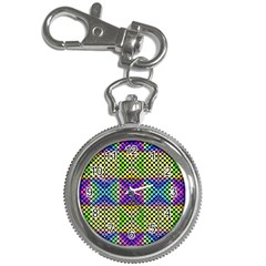 Bright  Circle Abstract Black Yellow Purple Green Blue Key Chain Watches by BrightVibesDesign