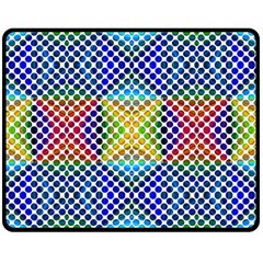 Colorful Circle Abstract White  Blue Yellow Red Double Sided Fleece Blanket (medium)  by BrightVibesDesign