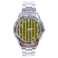 Circles Lines Black Yellow Stainless Steel Analogue Watch by BrightVibesDesign