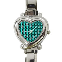 Circles Lines Black Green Heart Italian Charm Watch by BrightVibesDesign