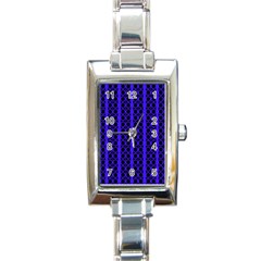 Circles Lines Black Blue Rectangle Italian Charm Watch by BrightVibesDesign