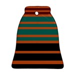 Black Stripes Orange Brown Teal Bell Ornament (Two Sides) Front