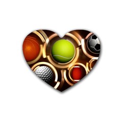 Sport Ball Tennis Golf Football Rubber Coaster (heart)  by HermanTelo