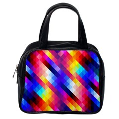 Abstract Blue Background Colorful Pattern Classic Handbag (one Side) by HermanTelo