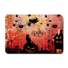Funny Halloween Design, Cat, Pumpkin And Witch Small Doormat  by FantasyWorld7