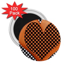 Heart Chess Board Checkerboard 2 25  Magnets (100 Pack)  by HermanTelo