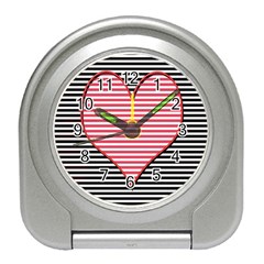 Heart Stripes Symbol Striped Travel Alarm Clock by HermanTelo