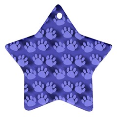 Pattern Texture Feet Dog Blue Ornament (star) by HermanTelo