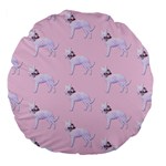 Dogs Pets Anima Animal Cute Large 18  Premium Flano Round Cushions Back