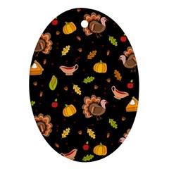 Thanksgiving Turkey Pattern Oval Ornament (two Sides) by Valentinaart