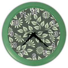 Flowers Pattern Spring Nature Color Wall Clock by HermanTelo
