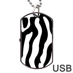 Wild Zebra Pattern Black And White Dog Tag Usb Flash (one Side) by picsaspassion