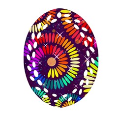 Abstract Background Spiral Colorful Oval Filigree Ornament (two Sides) by HermanTelo