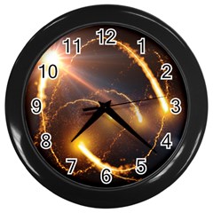 Flying Comets And Light Rays, Digital Art Wall Clock (black) by picsaspassion