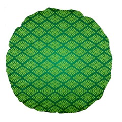 Pattern Texture Geometric Green Large 18  Premium Round Cushions by Mariart