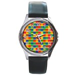 Background Colorful Abstract Round Metal Watch