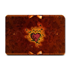 Beautiful Heart With Leaves Small Doormat  by FantasyWorld7