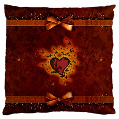 Beautiful Heart With Leaves Standard Flano Cushion Case (one Side) by FantasyWorld7