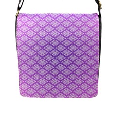 Pattern Texture Geometric Purple Flap Closure Messenger Bag (l)