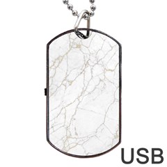 White Marble Texture Floor Background With Gold Veins Intrusions Greek Marble Print Luxuous Real Marble Dog Tag Usb Flash (two Sides) by genx