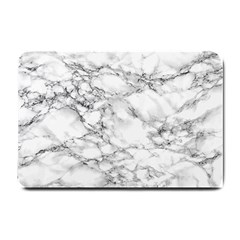 White Marble Texture Floor Background With Black Veins Texture Greek Marble Print Luxuous Real Marble Small Doormat  by genx