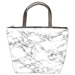 White Marble Texture Floor Background With Black Veins Texture Greek Marble Print Luxuous Real Marble Bucket Bag by genx