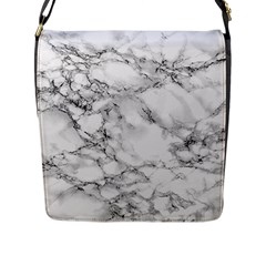 White Marble Texture Floor Background With Black Veins Texture Greek Marble Print Luxuous Real Marble Flap Closure Messenger Bag (l) by genx