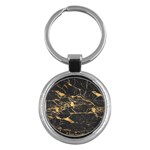 Black Marble texture with gold veins floor background print luxuous real marble Key Chain (Round) Front