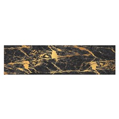 Black Marble Texture With Gold Veins Floor Background Print Luxuous Real Marble Satin Scarf (oblong) by genx