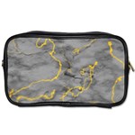 Marble neon retro light gray with gold yellow veins texture floor background retro neon 80s style neon colors print luxuous real marble Toiletries Bag (One Side) Front