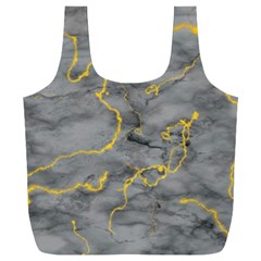 Marble Neon Retro Light Gray With Gold Yellow Veins Texture Floor Background Retro Neon 80s Style Neon Colors Print Luxuous Real Marble Full Print Recycle Bag (xxl) by genx